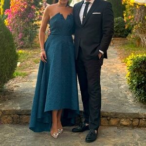 Elegant Blue Strapless Gown